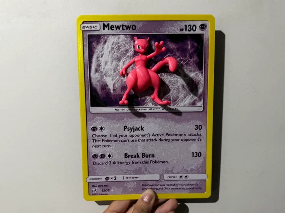 Oversized Mewtwo Pokemon Card - Hueforge Hybrid by cyanidesugar HueForge model: Oversized Mewtwo Pokemon Card - Hueforge Hybrid by cyanidesugar