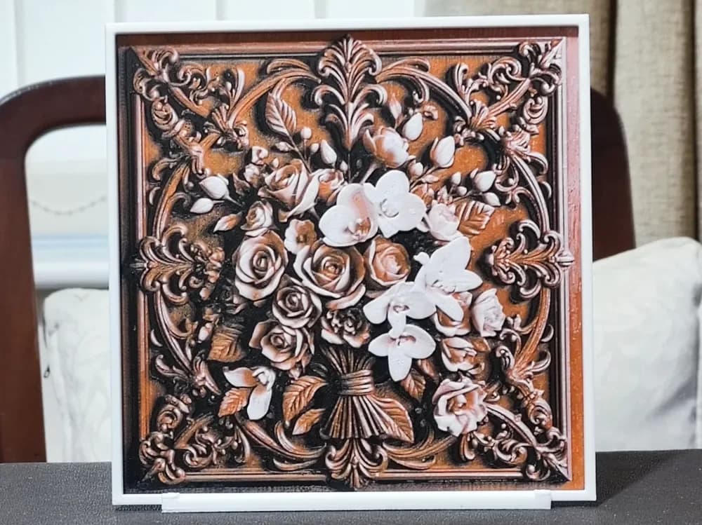 HueForge model: Wood Carving Bouquet - HueForge 3 Color by BoDad