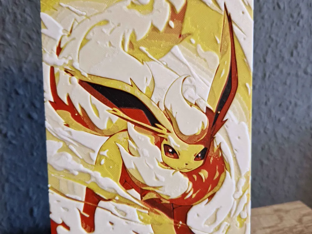 Pokémon Flareon Hueforge by Schuettdesign HueForge model: Pokémon Flareon Hueforge by Schuettdesign