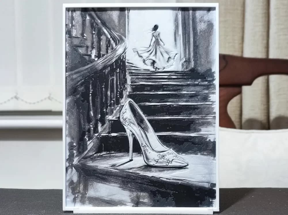 HueForge model: Cinderella Charcoal Sketch - HueForge 3 Color by BoDad
