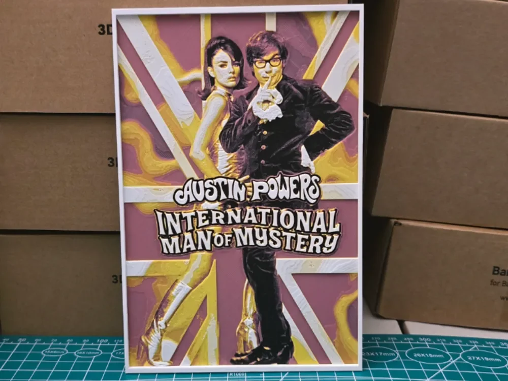 Austin Powers Movie Poster - Hueforge Art by Lumpy3D HueForge model: Austin Powers Movie Poster - Hueforge Art by Lumpy3D
