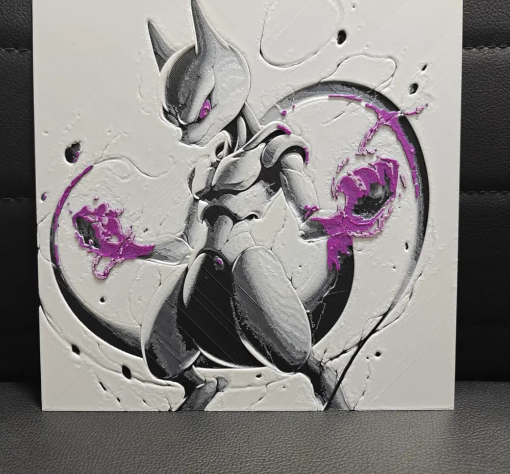 HueForge model: MewTwo by TheHueforgeLady