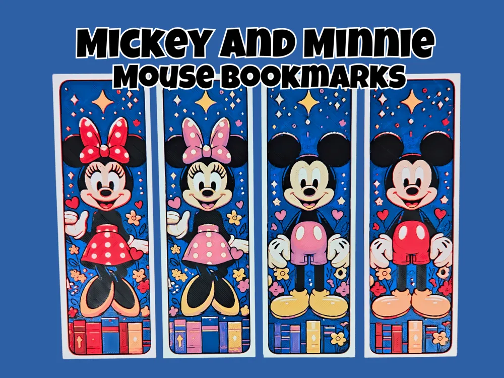 Mickey and Minnie Mouse Bookmarks by BusyKikiBee HueForge model: Mickey and Minnie Mouse Bookmarks by BusyKikiBee