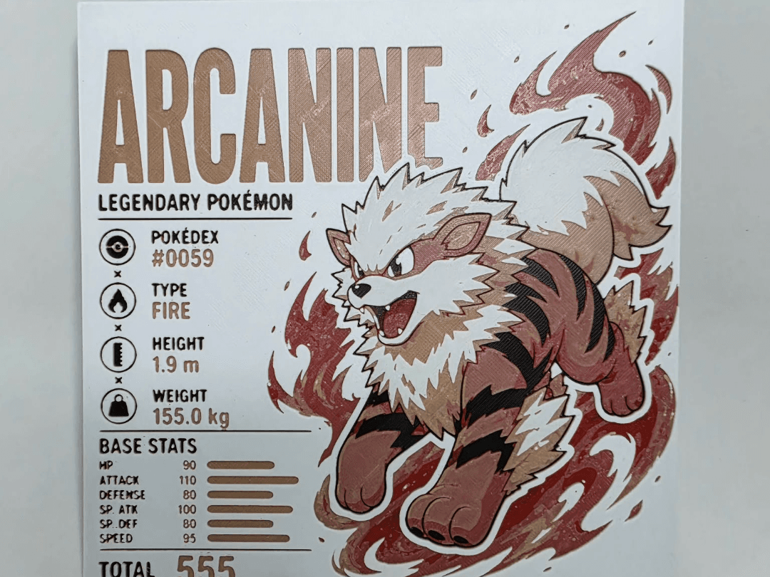 Arcanine Infographic Hueforge by 3Ree Printing HueForge model: Arcanine Infographic Hueforge by 3Ree Printing