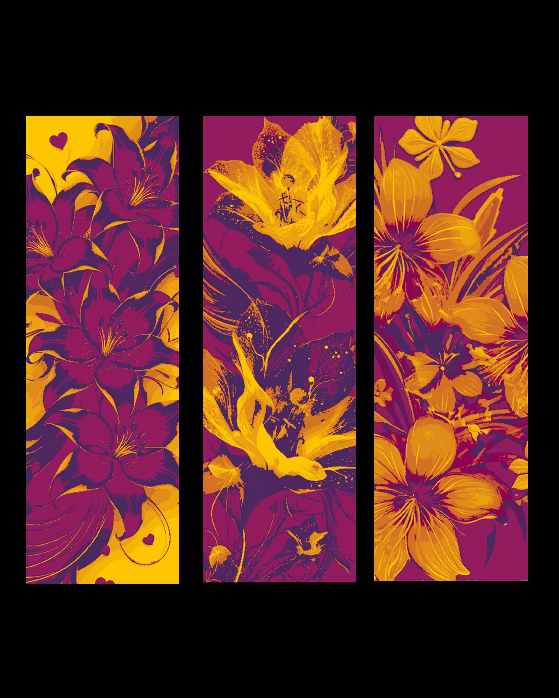 Vibrant explosions of color made up of flowers - set of bookmarks Vibrant explosions of color made up of flowers - set of bookmarks
