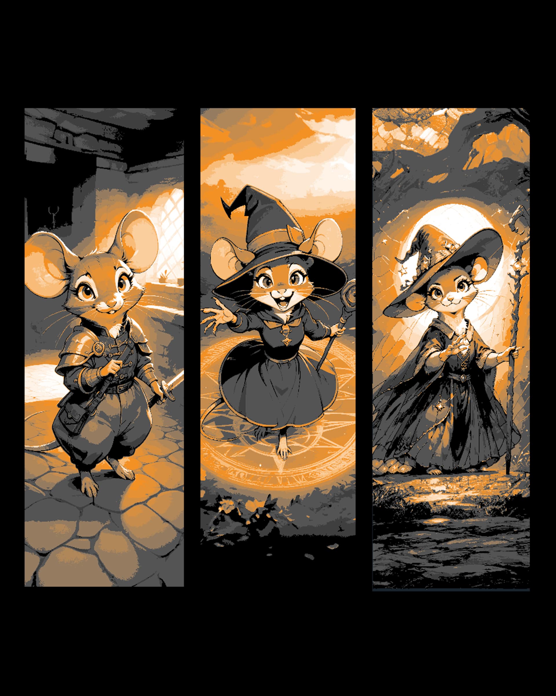 Cute little mice dressed in fantasy attire. Ready for adventure - Set of bookmarks by BooneCo3d HueForge model: Cute little mice dressed in fantasy attire. Ready for adventure - Set of bookmarks by BooneCo3d