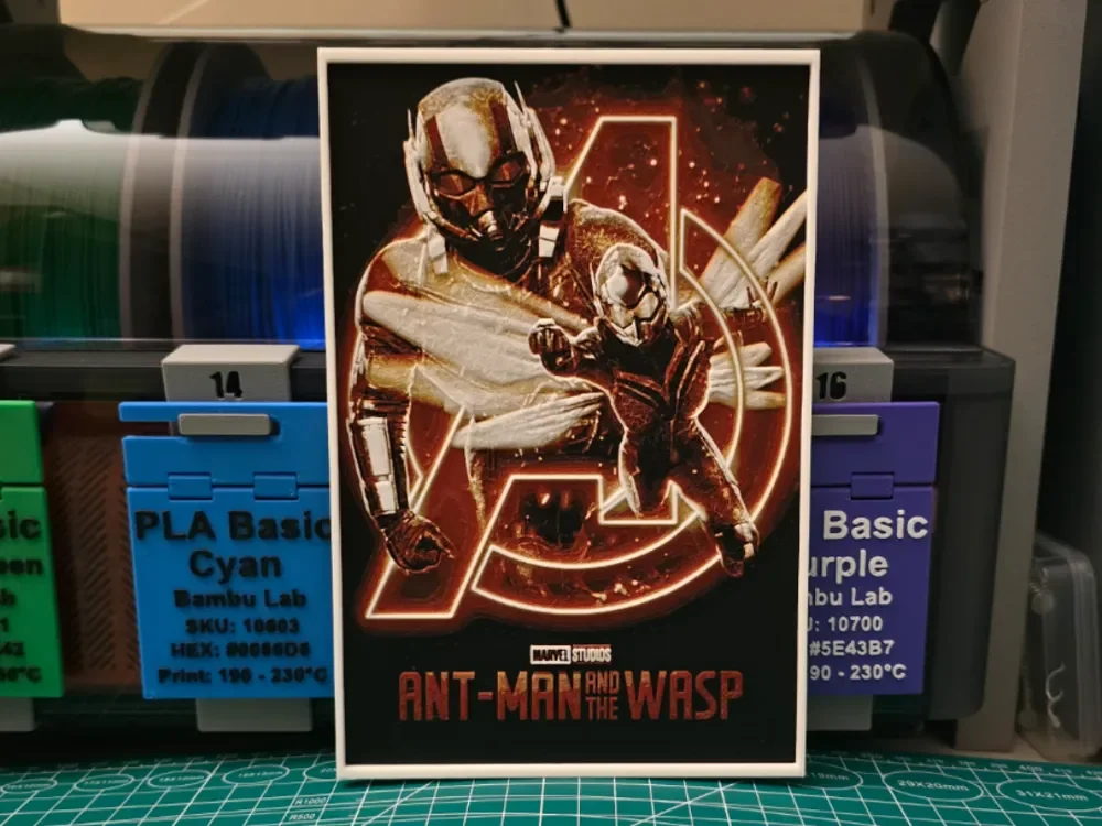 Ant-Man and the Wasp Poster - Hueforge Art by Lumpy3D HueForge model: Ant-Man and the Wasp Poster - Hueforge Art by Lumpy3D