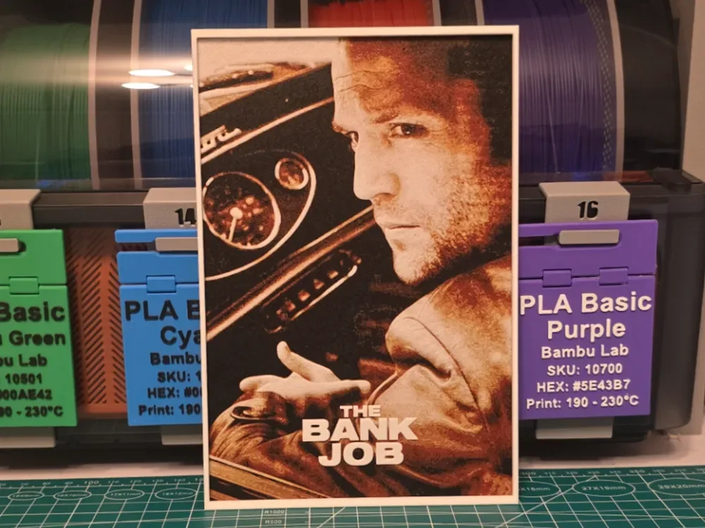 The Bank Job Movie Poster - Hueforge Art by Lumpy3D HueForge model: The Bank Job Movie Poster - Hueforge Art by Lumpy3D