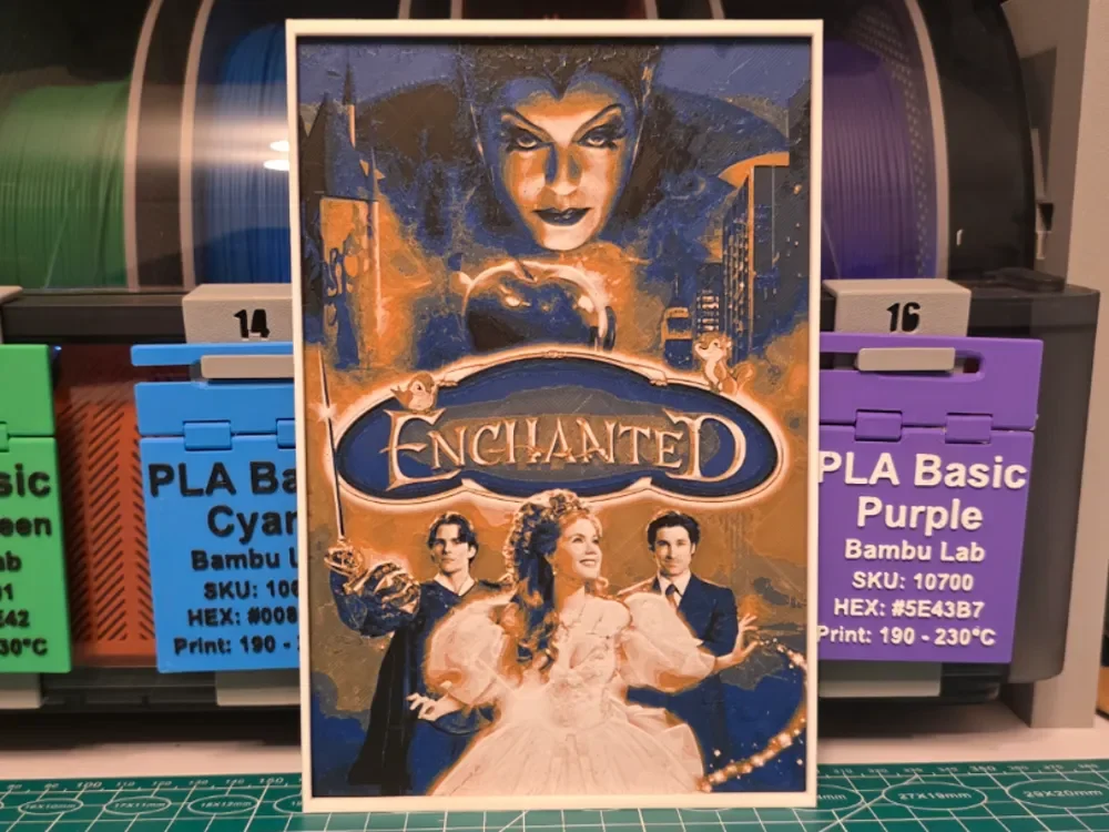 Enchanted Movie Poster - Hueforge Art by Lumpy3D HueForge model: Enchanted Movie Poster - Hueforge Art by Lumpy3D