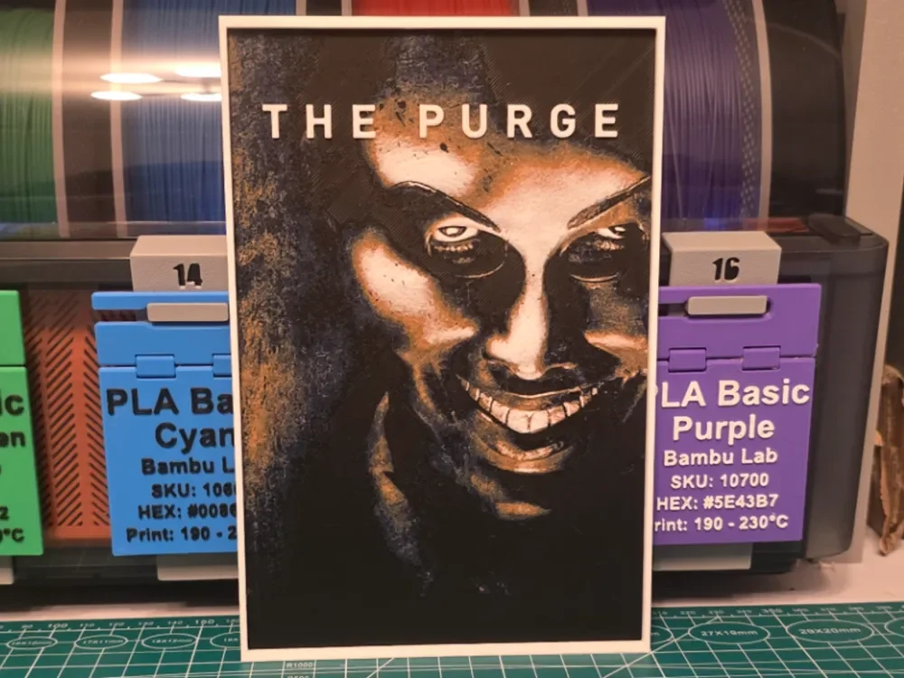 The Purge Movie Poster - Hueforge Art by Lumpy3D HueForge model: The Purge Movie Poster - Hueforge Art by Lumpy3D