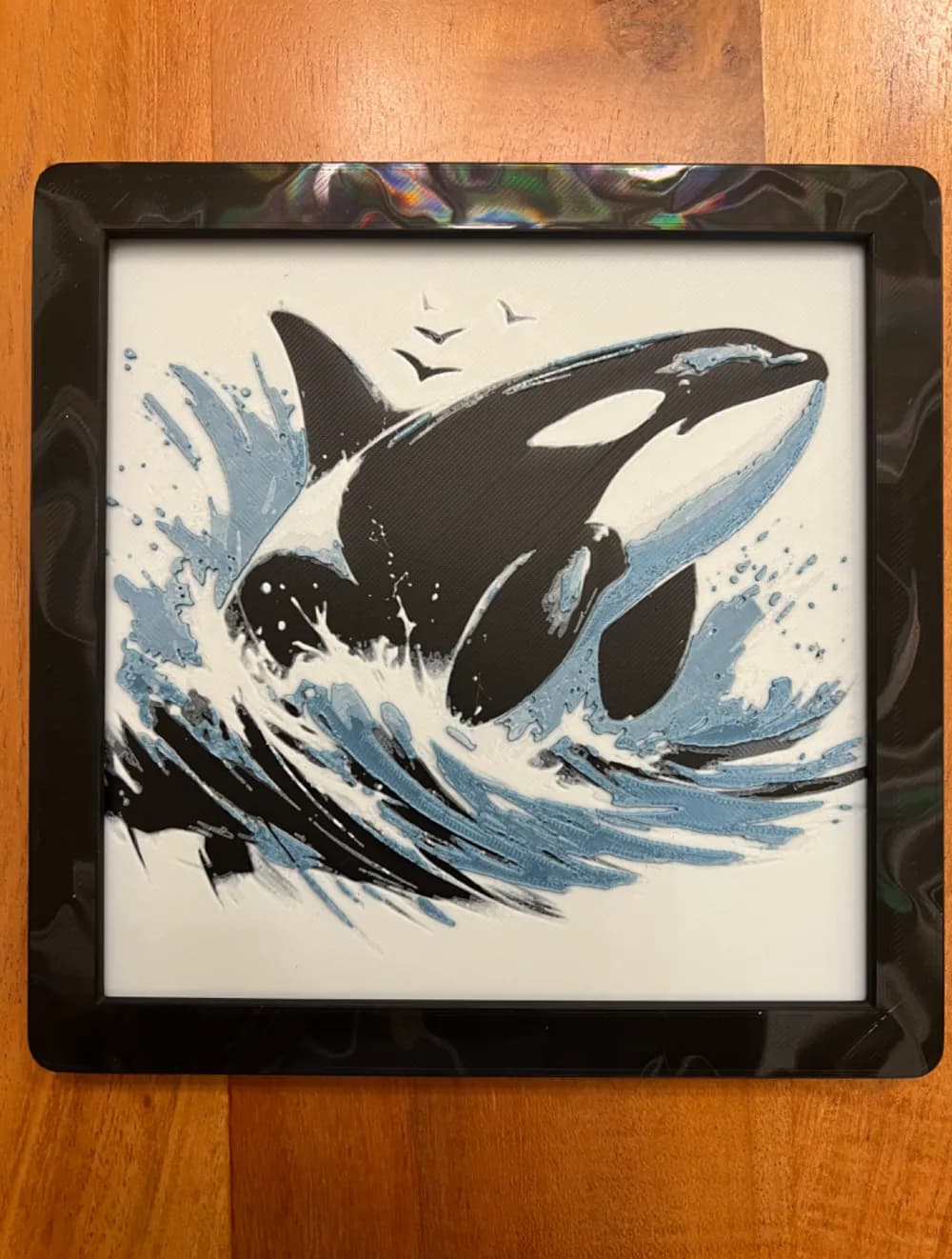 Orca with Blue Water by JustBe 3D Printing HueForge model: Orca with Blue Water by JustBe 3D Printing