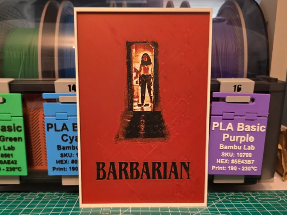 Barbarian Movie Poster - Hueforge Art by Lumpy3D HueForge model: Barbarian Movie Poster - Hueforge Art by Lumpy3D
