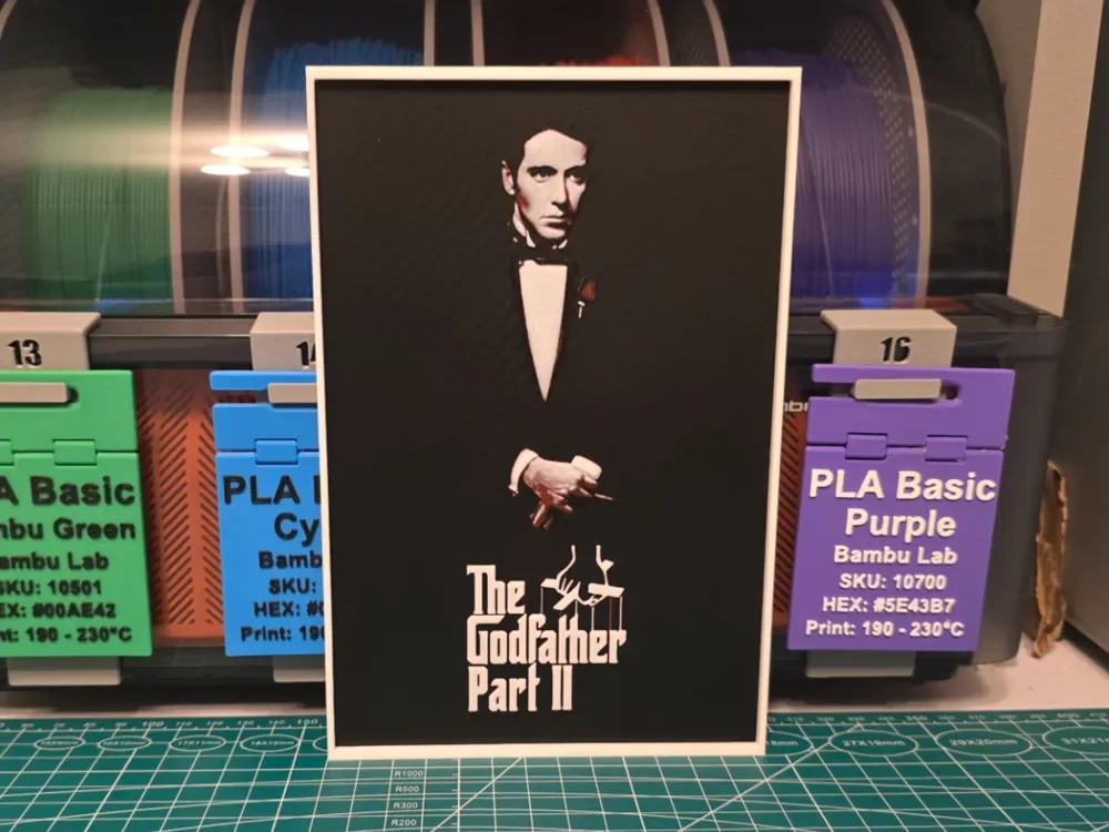 The Godfather Part II Movie Poster - Hueforge Art by Lumpy3D HueForge model: The Godfather Part II Movie Poster - Hueforge Art by Lumpy3D