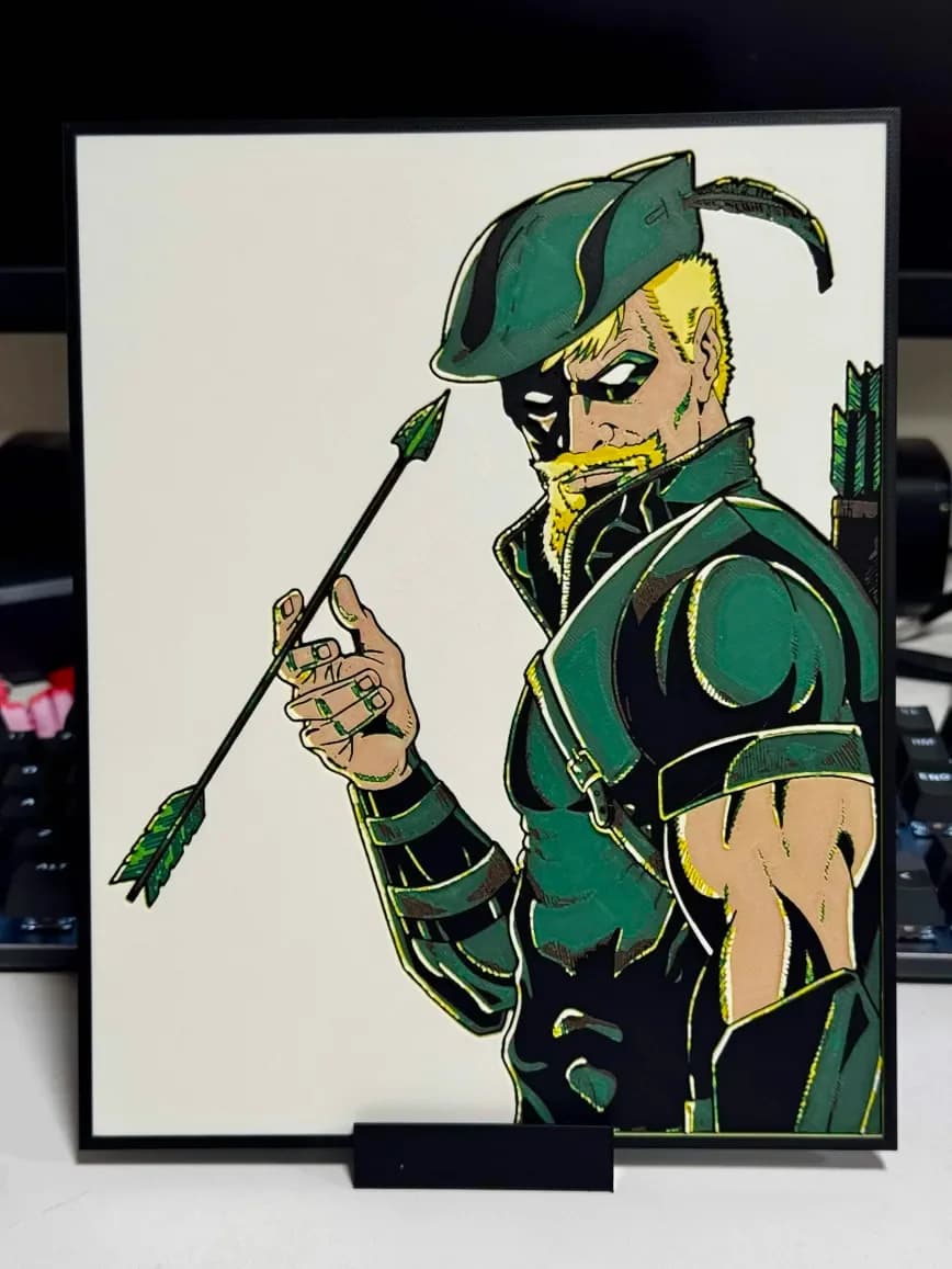 Green Arrow Miniforge by Strata Prints HueForge model: Green Arrow Miniforge by Strata Prints