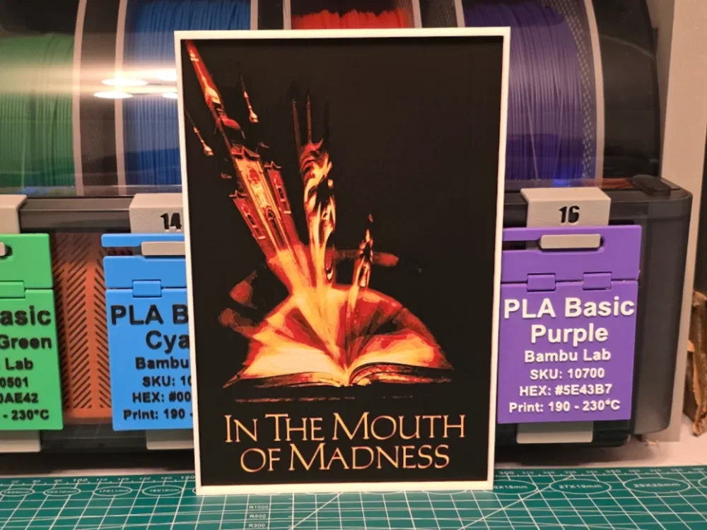 In the Mouth of Madness Movie Poster - Hueforge by Lumpy3D HueForge model: In the Mouth of Madness Movie Poster - Hueforge by Lumpy3D