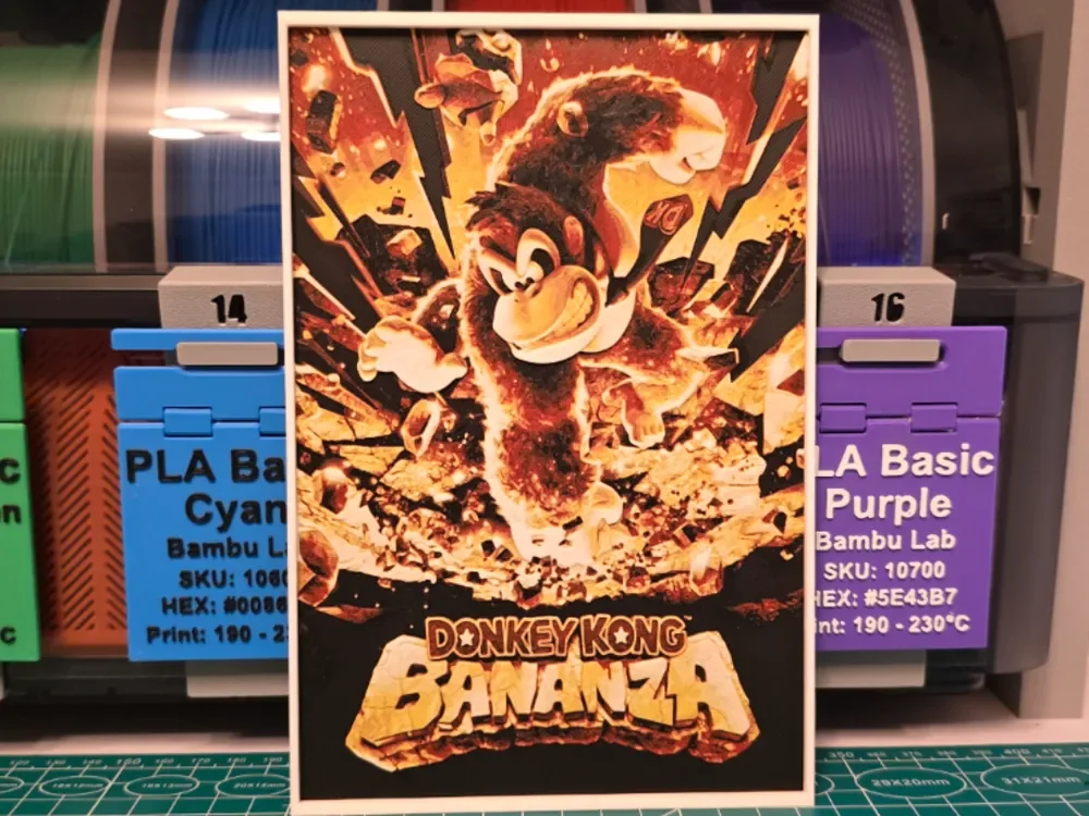 Donkey Kong Bananza Poster - Hueforge Art by Lumpy3D HueForge model: Donkey Kong Bananza Poster - Hueforge Art by Lumpy3D