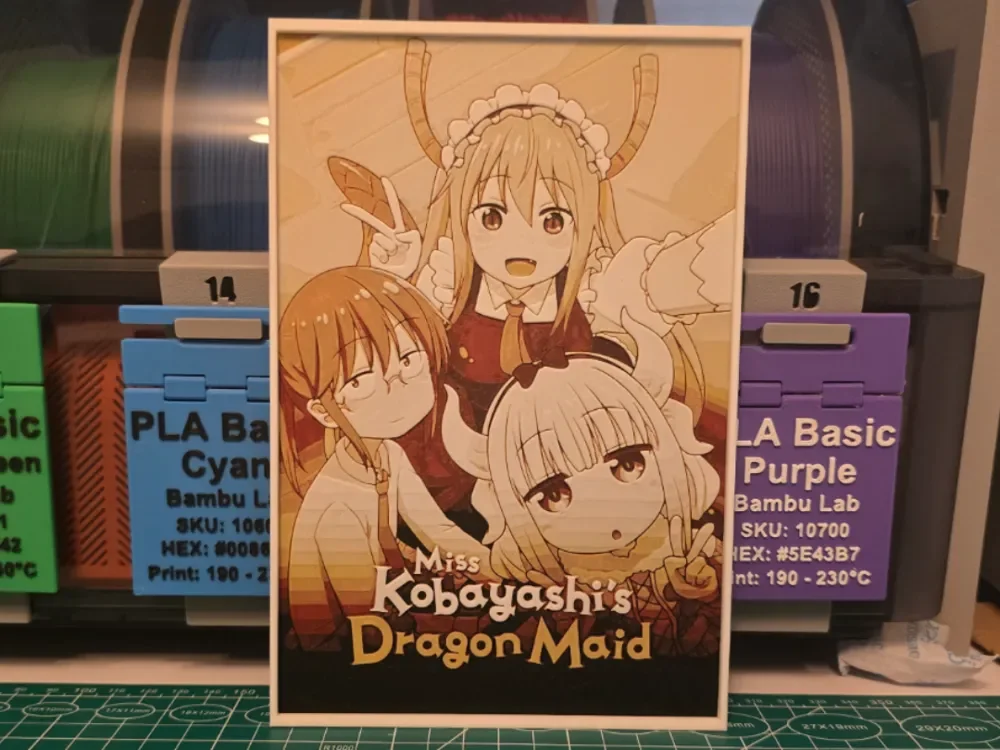 HueForge model: Miss Kobayashi's Dragon Maid Poster - Hueforge Art by Lumpy3D