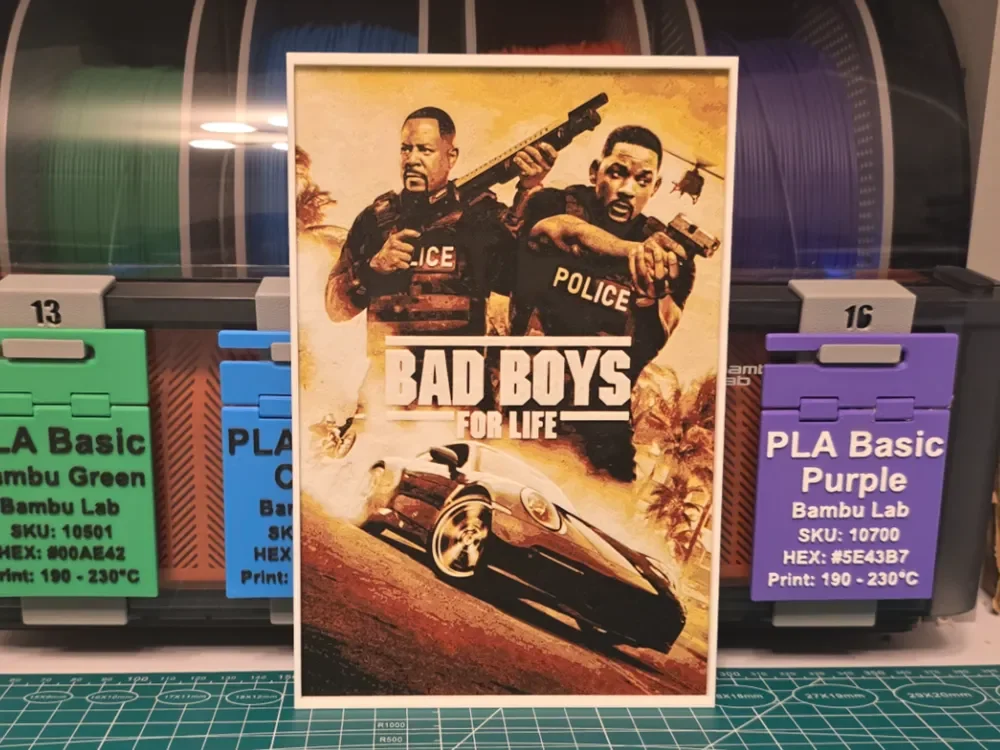 Bad Boys for Life Movie Poster - Hueforge Art by Lumpy3D HueForge model: Bad Boys for Life Movie Poster - Hueforge Art by Lumpy3D