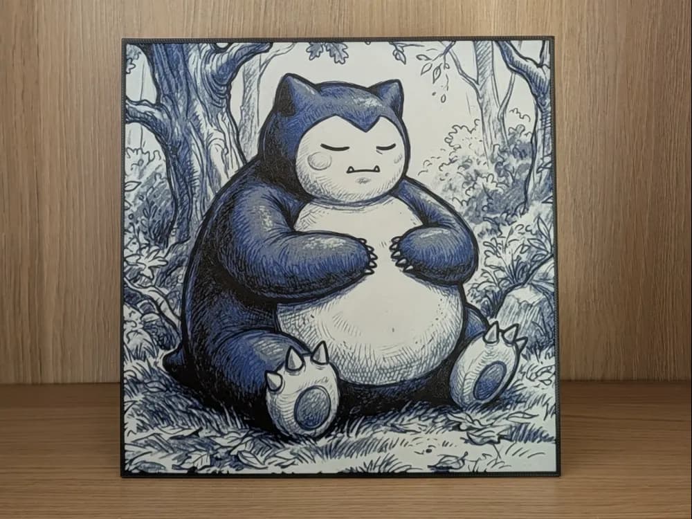 Snorlax Hueforge & Frame by N3D HueForge model: Snorlax Hueforge & Frame by N3D