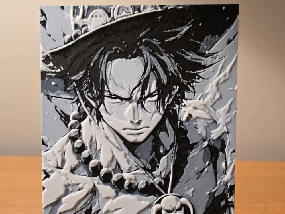 Hueforge - One Piece - Ace 2 by FxD | Function-X-Design HueForge model: Hueforge - One Piece - Ace 2 by FxD | Function-X-Design