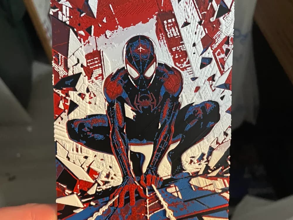 Miles Spiderman Hueforge by Advancedtechworldwide HueForge model: Miles Spiderman Hueforge by Advancedtechworldwide