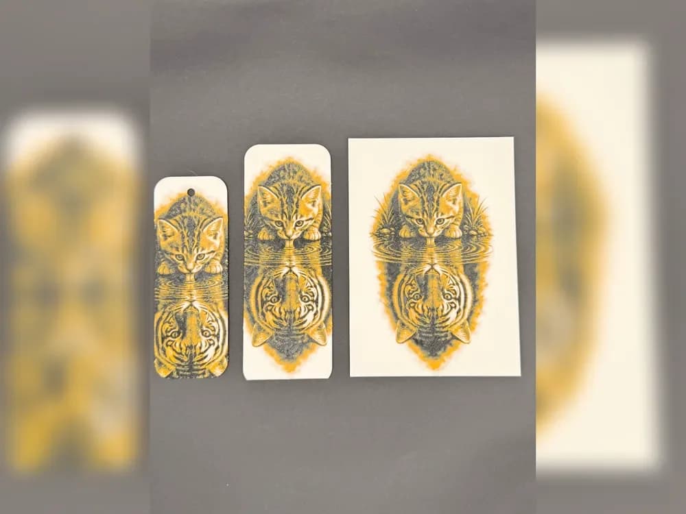 Kitten & Tiger Reflection HueForge Bookmark Set by Thadius HueForge model: Kitten & Tiger Reflection HueForge Bookmark Set by Thadius