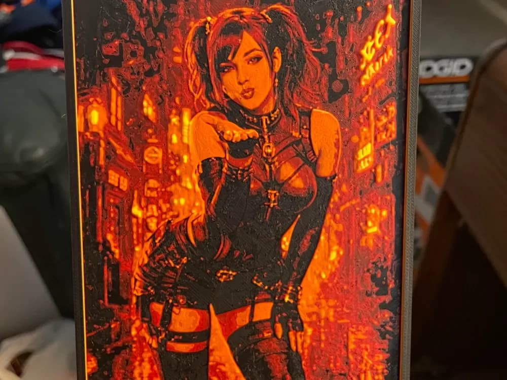 CyberPunk Woman V1 Hueforge by Advancedtechworldwide HueForge model: CyberPunk Woman V1 Hueforge by Advancedtechworldwide