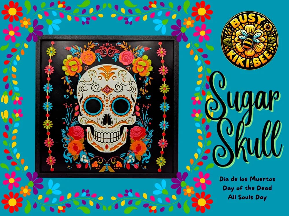 HueForge model: Day of the Dead Sugar Skull by BusyKikiBee