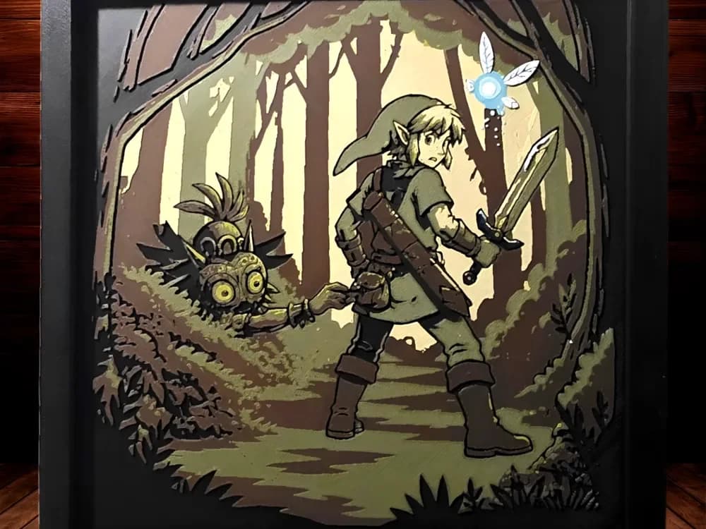 Skull Kid and Link - Legend of Zelda - 200x200 by Side Quest Hues HueForge model: Skull Kid and Link - Legend of Zelda - 200x200 by Side Quest Hues