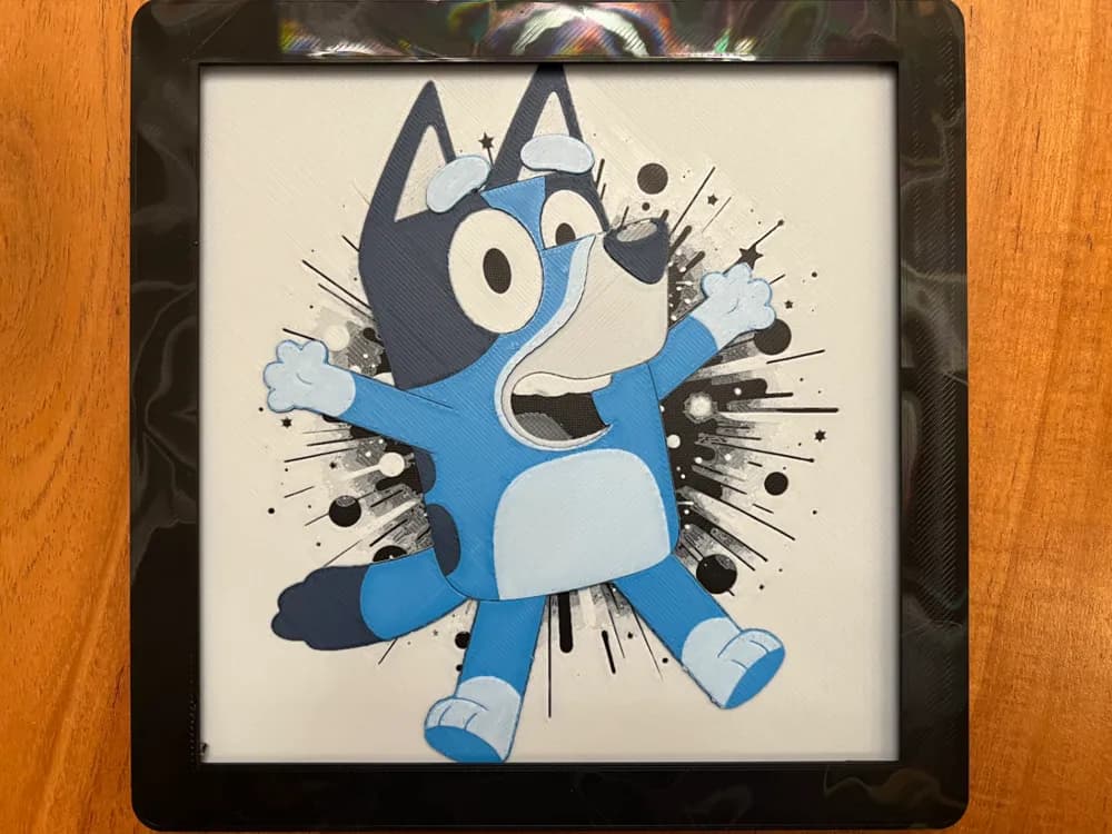 Bluey by JustBe 3D Printing HueForge model: Bluey by JustBe 3D Printing