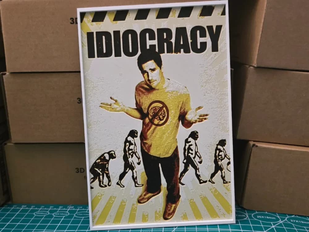 Idiocracy Movie Poster - Hueforge Art by Lumpy3D HueForge model: Idiocracy Movie Poster - Hueforge Art by Lumpy3D