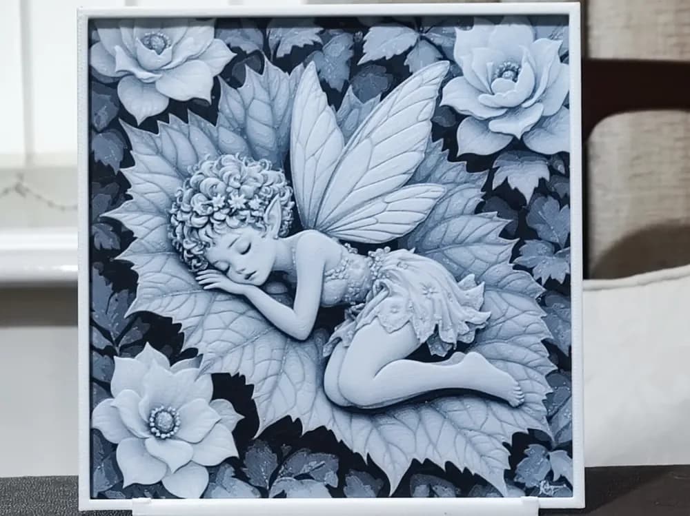 HueForge model: Sleepy Little Flower Fairy - HueForge 2 Color by BoDad