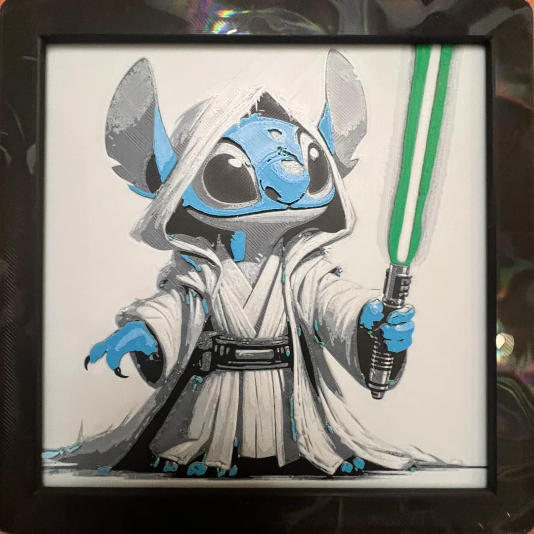 Stitch Dressed as a Jedi by JustBe 3D Printing HueForge model: Stitch Dressed as a Jedi by JustBe 3D Printing