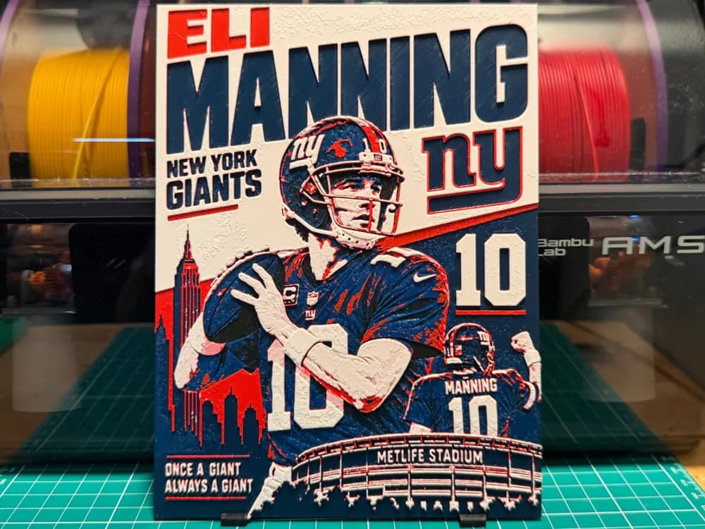 Eli Manning Poster by liv_3d HueForge model: Eli Manning Poster by liv_3d