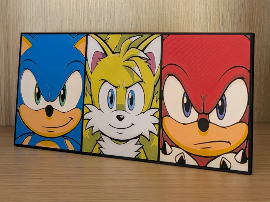 Sonic, Tails & Knuckles Hueforge & Frame by Nextopia HueForge model: Sonic, Tails & Knuckles Hueforge & Frame by Nextopia