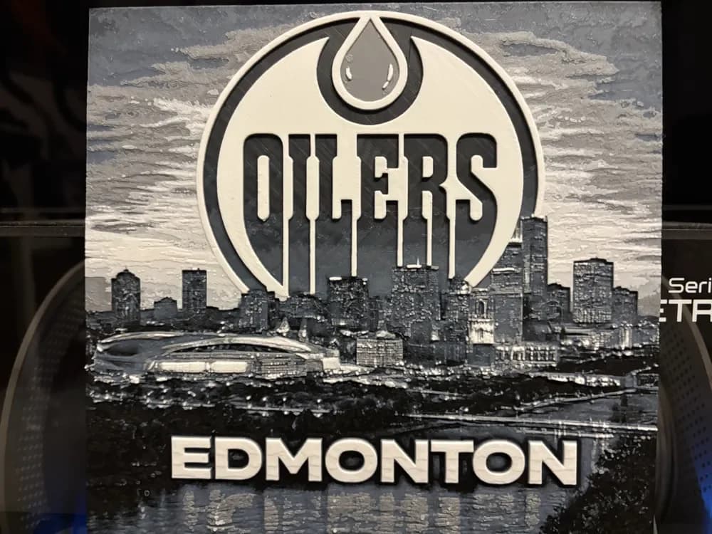 Edmonton Oilers Skyline NHL Hueforge by Reeftank&more HueForge model: Edmonton Oilers Skyline NHL Hueforge by Reeftank&more