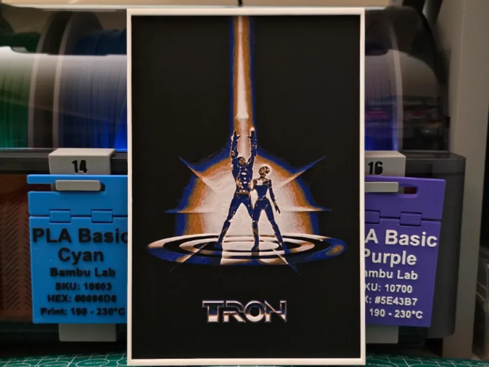 Tron Movie Poster - Hueforge Art by Lumpy3D HueForge model: Tron Movie Poster - Hueforge Art by Lumpy3D
