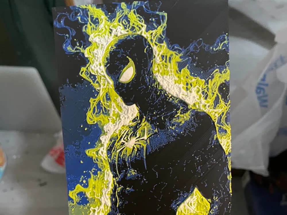 Spiderman on Fire Hueforge by Advancedtechworldwide HueForge model: Spiderman on Fire Hueforge by Advancedtechworldwide