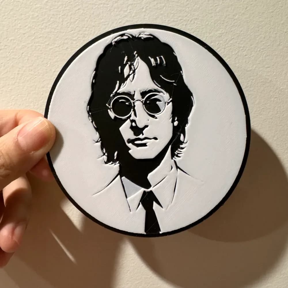 John Lennon Coaster by cyanidesugar HueForge model: John Lennon Coaster by cyanidesugar
