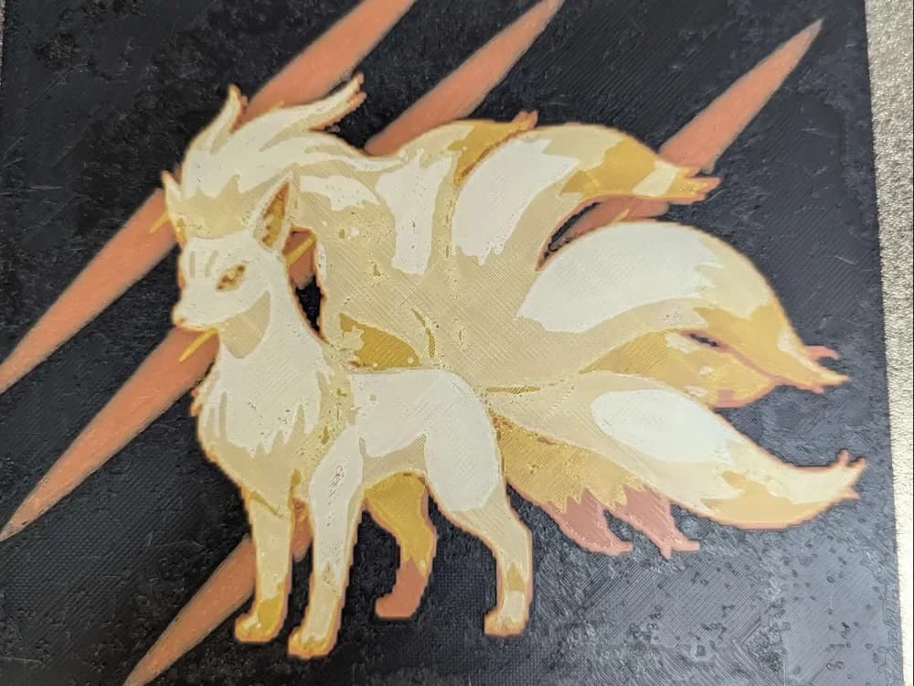 hueforge feunard Ninetales by ZombiePaint3D HueForge model: hueforge feunard Ninetales by ZombiePaint3D