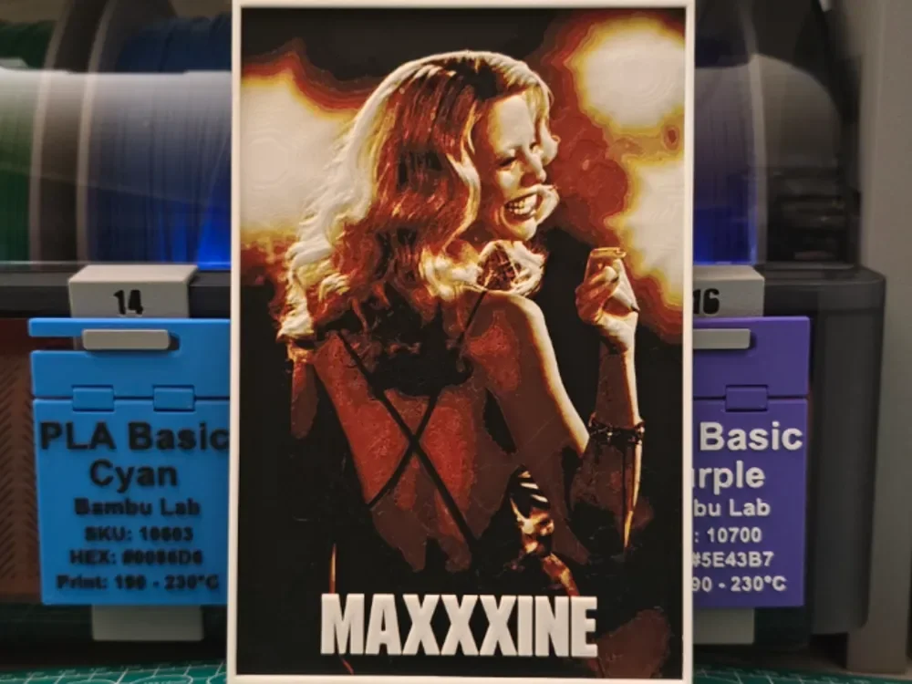 MaXXXine Movie Poster – Hueforge Art by Lumpy3D HueForge model: MaXXXine Movie Poster – Hueforge Art by Lumpy3D