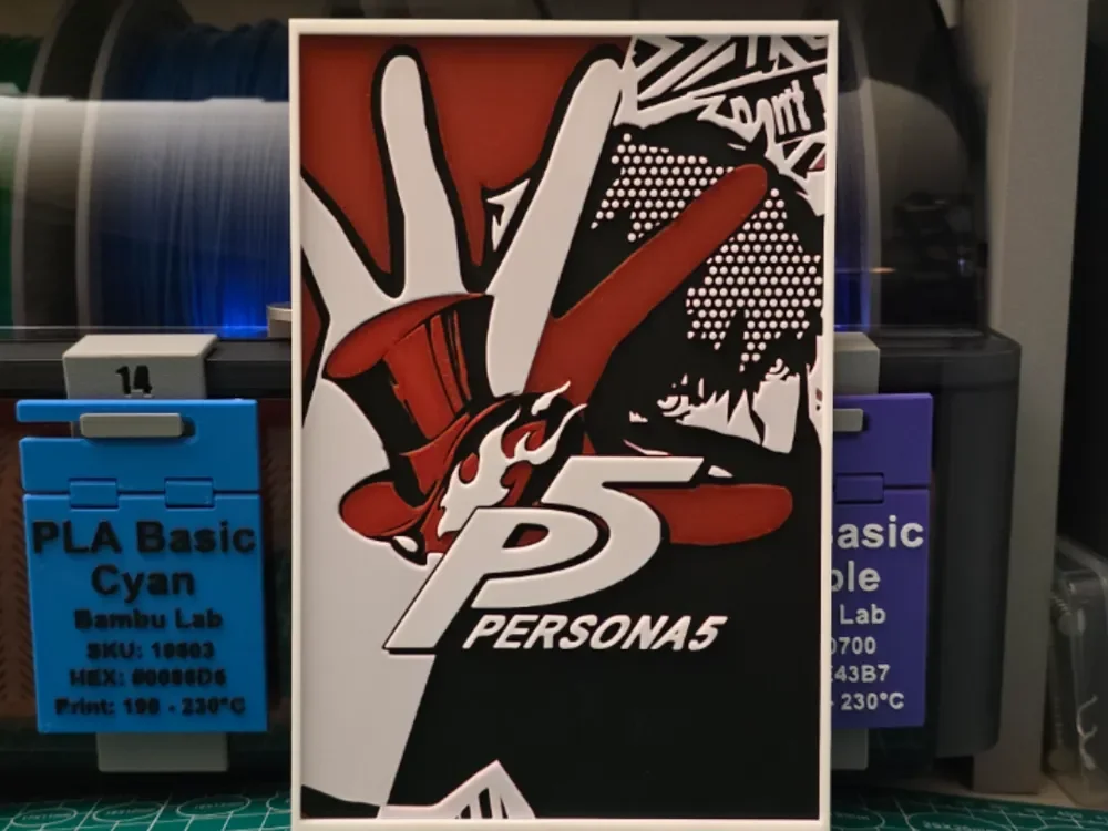 Persona 5 Poster - Hueforge Art by Lumpy3D HueForge model: Persona 5 Poster - Hueforge Art by Lumpy3D