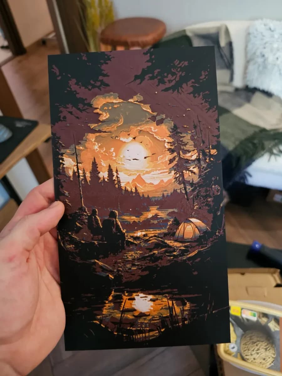 A Lakeside Bond - Filament Painting by C3D HueForge model: A Lakeside Bond - Filament Painting by C3D