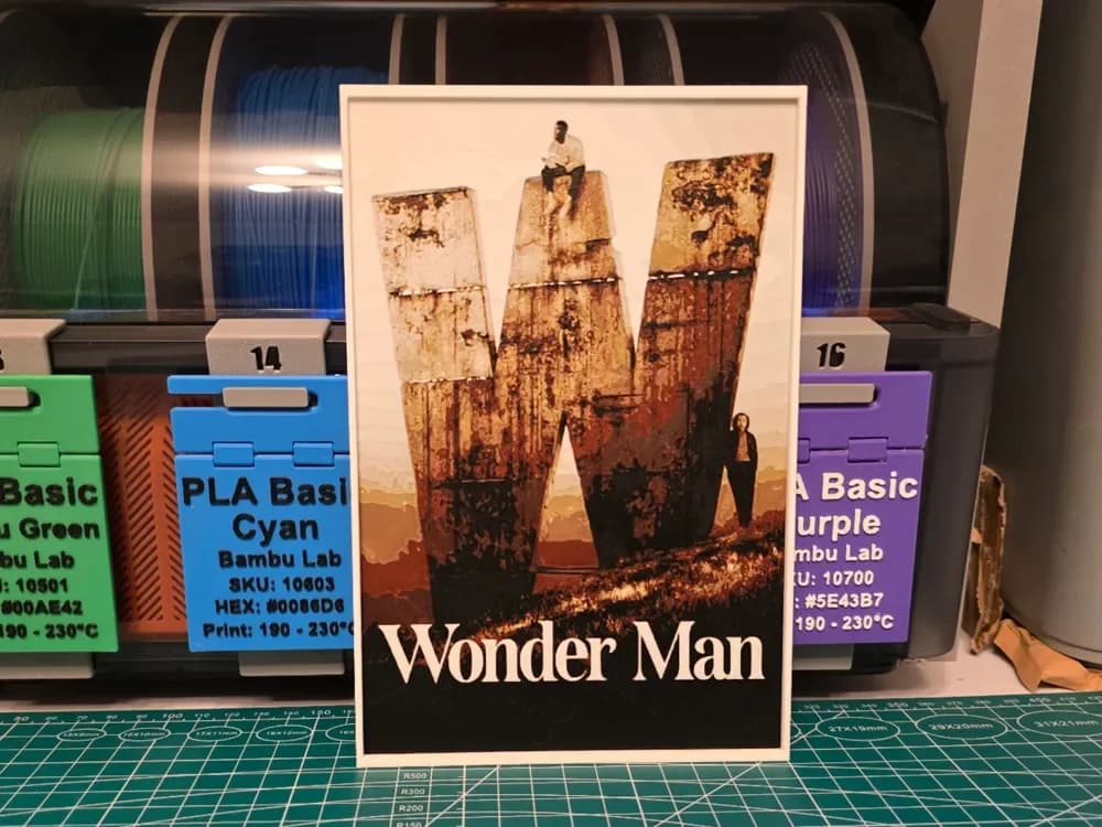 Wonder Man Series Poster - Hueforge Art by Lumpy3D HueForge model: Wonder Man Series Poster - Hueforge Art by Lumpy3D