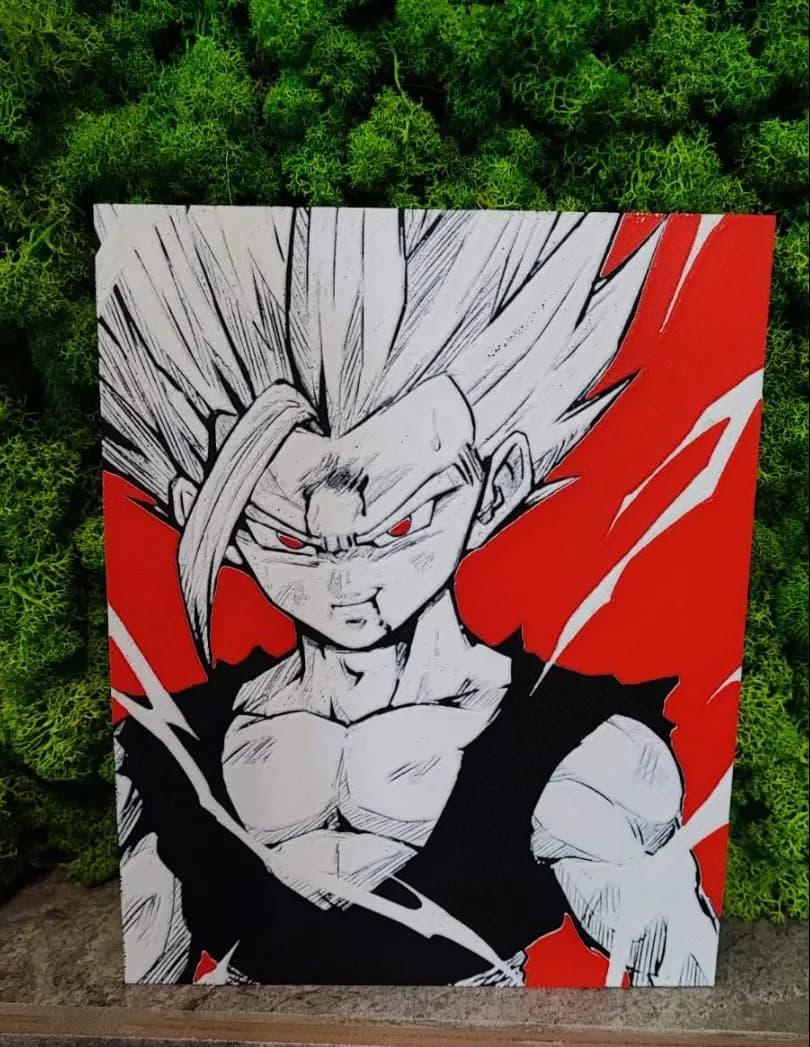 Teen Gohan (Customisable Background) by Garuda3D HueForge model: Teen Gohan (Customisable Background) by Garuda3D