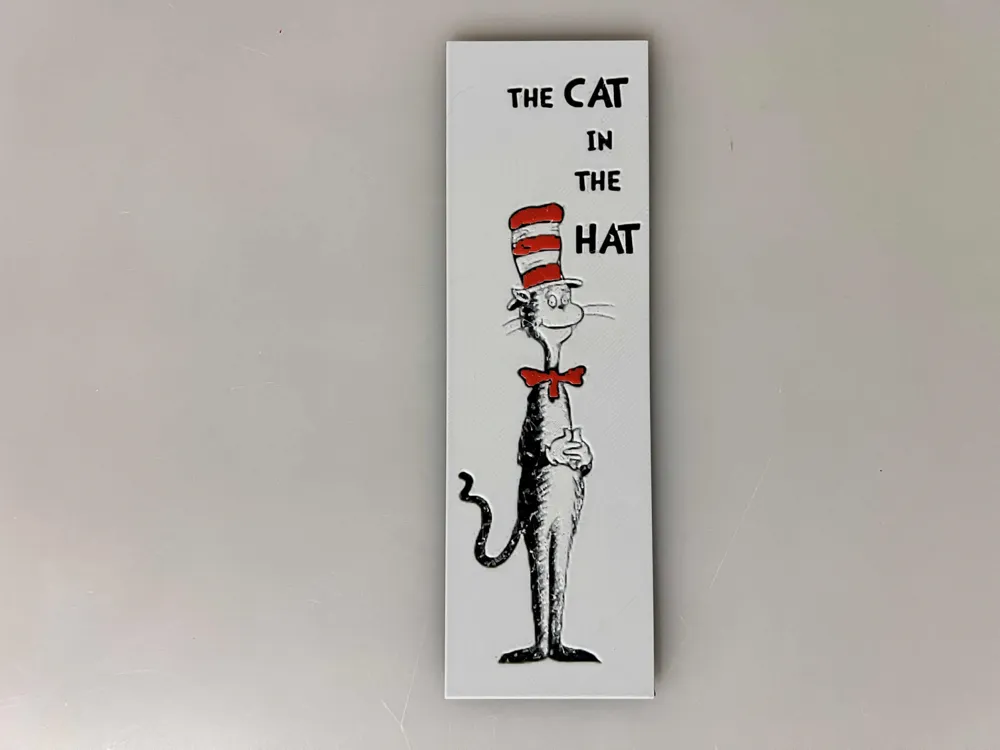 Dr. Seuss The Cat in the Hat - Bookmark by 3djd HueForge model: Dr. Seuss The Cat in the Hat - Bookmark by 3djd
