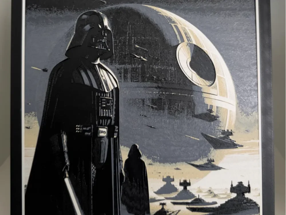 Darth Vader death star 4 colors by Cré'Art 3D HueForge model: Darth Vader death star 4 colors by Cré'Art 3D