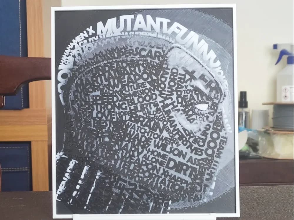 HueForge model: Deadpool Word Cloud B&W - HueForge 2 Color by BoDad