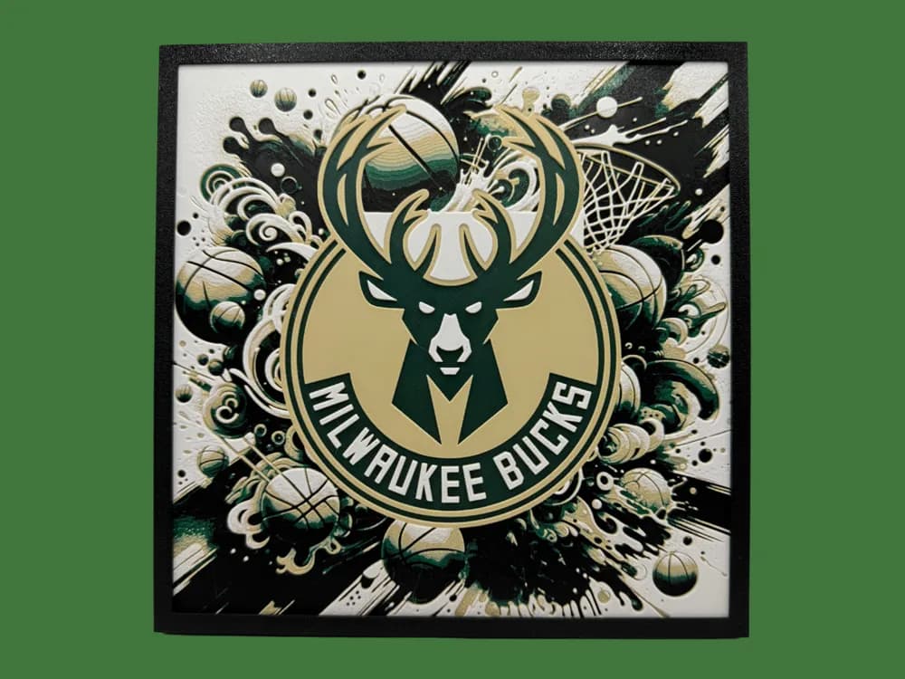 Milwaukee Bucks - NBA Hueforge by Canadian Gamer HueForge model: Milwaukee Bucks - NBA Hueforge by Canadian Gamer