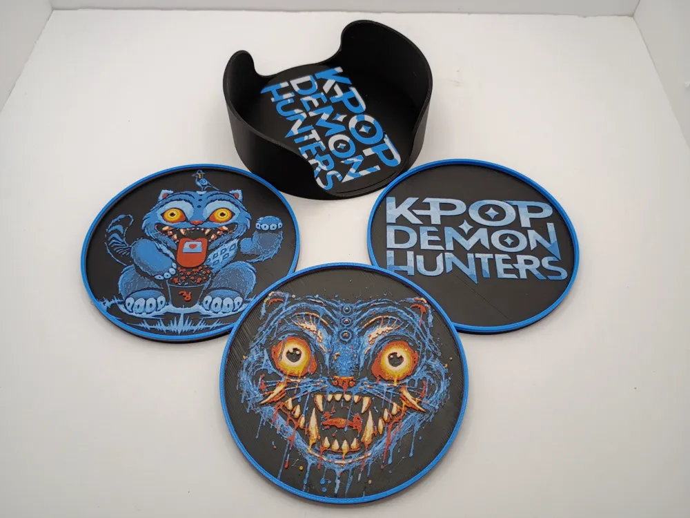 KPOP Demon Hunters, Derpy Coaster Set by 3djd HueForge model: KPOP Demon Hunters, Derpy Coaster Set by 3djd
